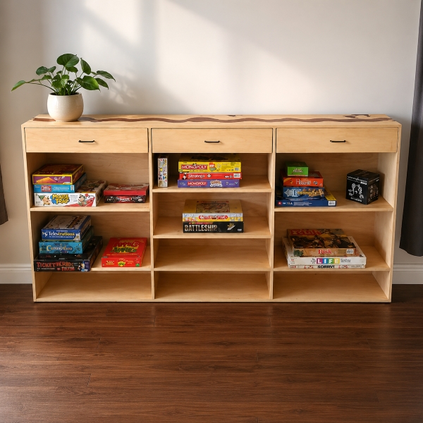 Wood Board Game Bookcase