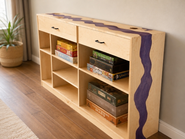 Wood Board Game Bookcase